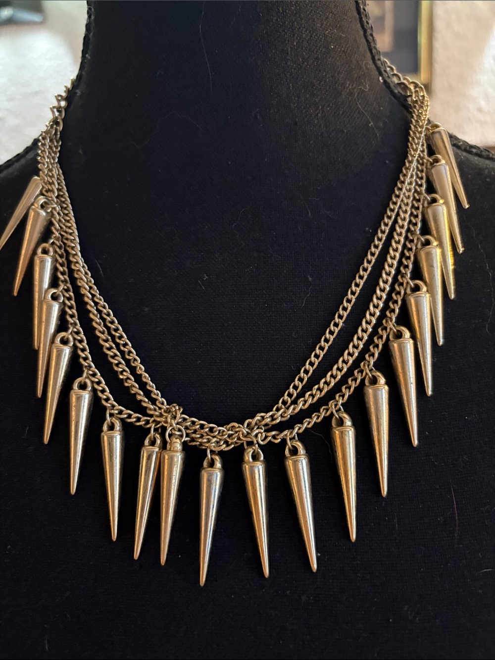 Vintage Gold Spike Multi-Row Necklace